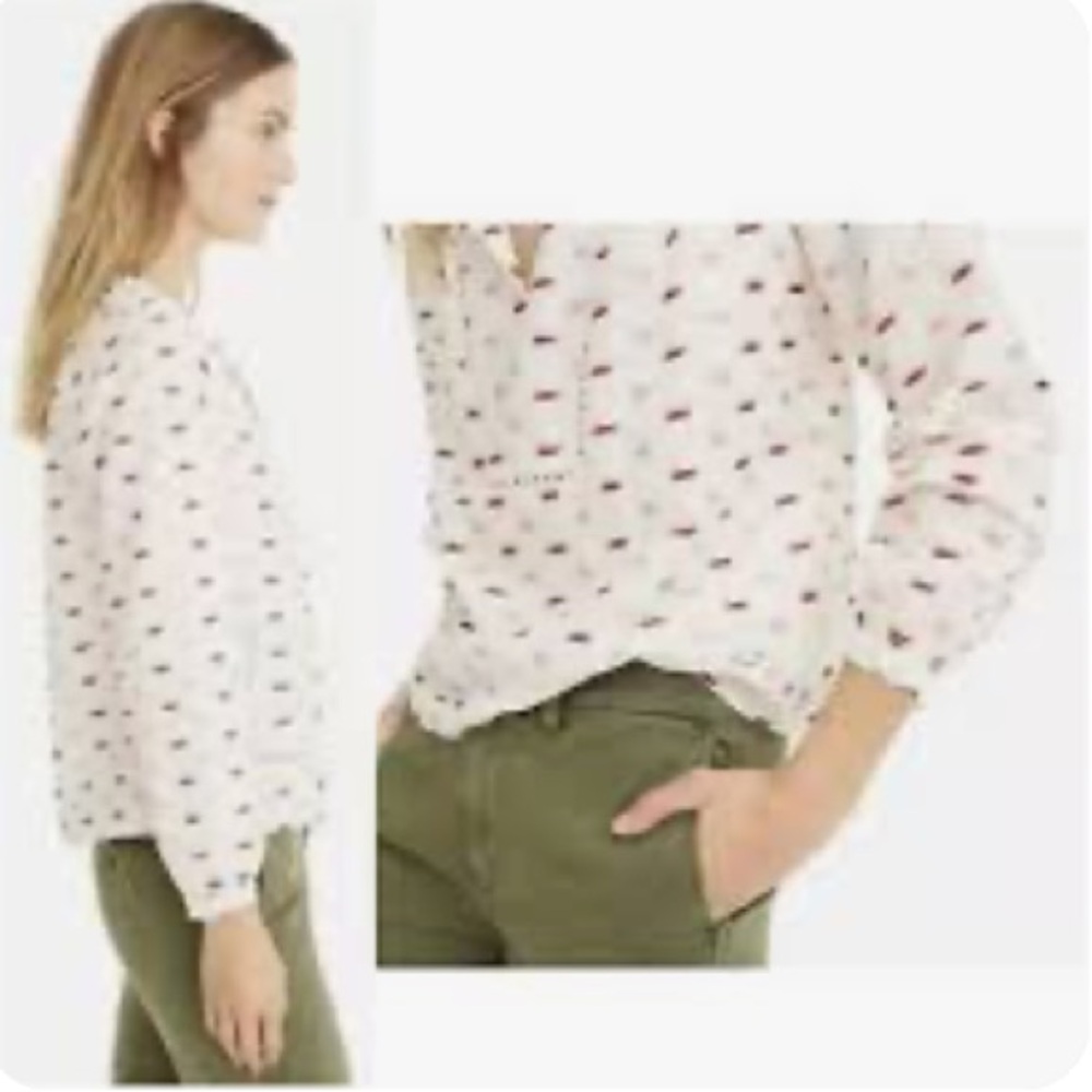 NWT  Point Sur J Crew Popover Top. Metallic Print Bohemian Top K5264 Medium - Picture 4 of 7